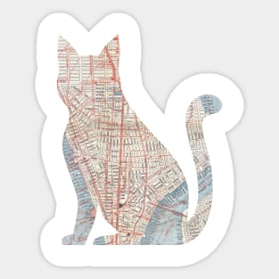 NYC Map Cat Silhouette Sticker